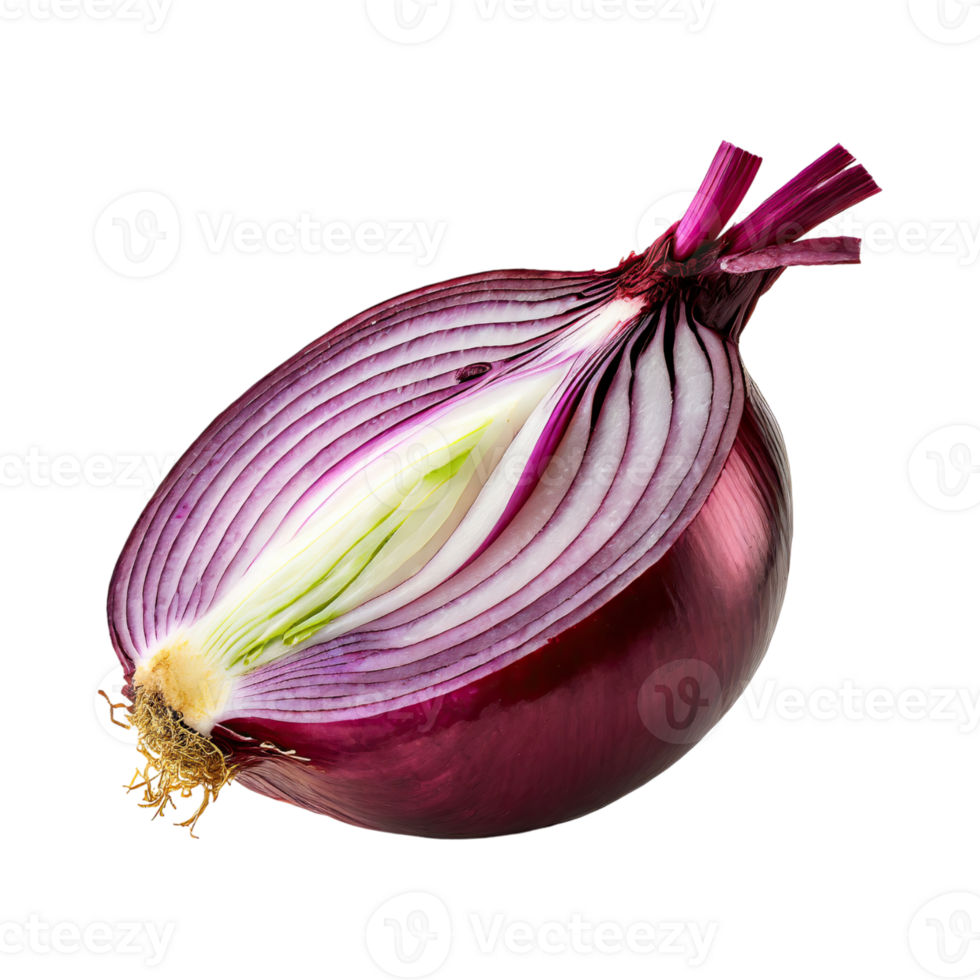 AI generated A Sliced Red Onion With Purple Layers, Without Shadow png