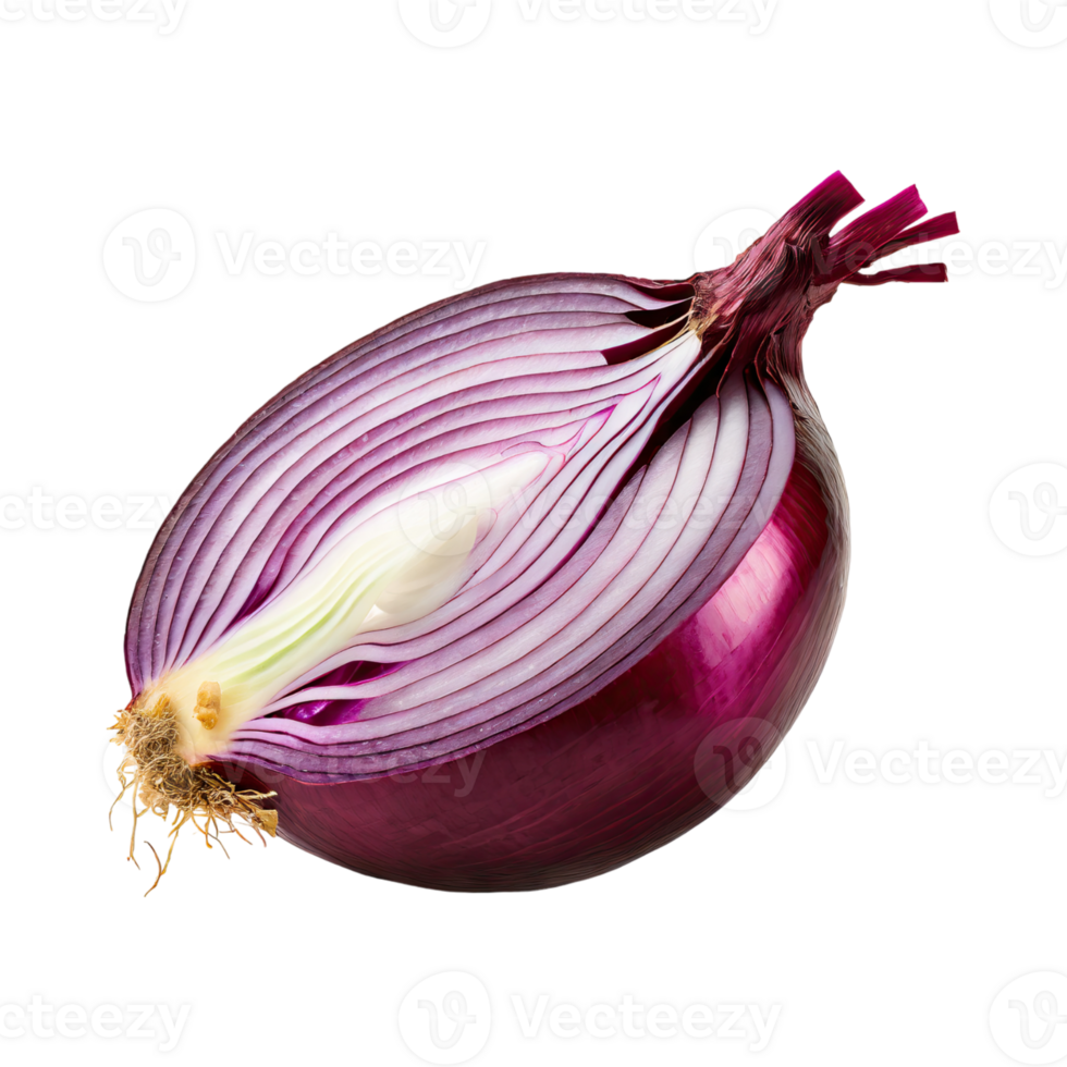 AI generated A Sliced Red Onion With Purple Layers, Without Shadow png