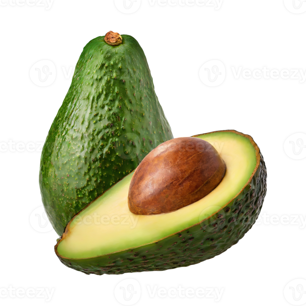 AI generated A Whole And A Half Of An Avocado With A Seed ,Without Shadow png