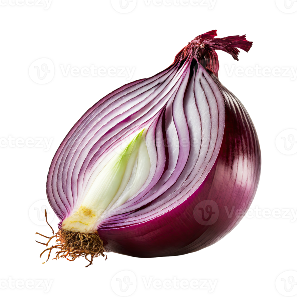 AI generated A Sliced Red Onion With Purple Layers, Without Shadow png