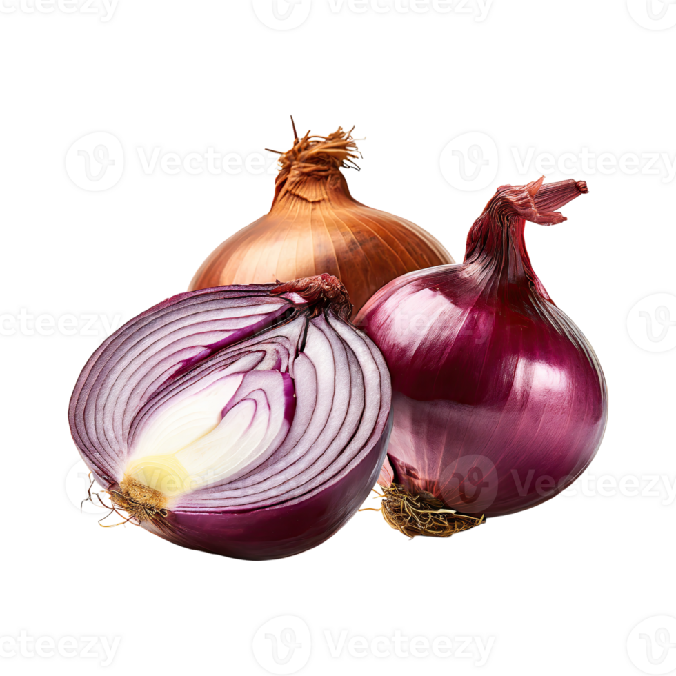 AI generated Red Onion With A Sliced Red Onion With Purple Layers png