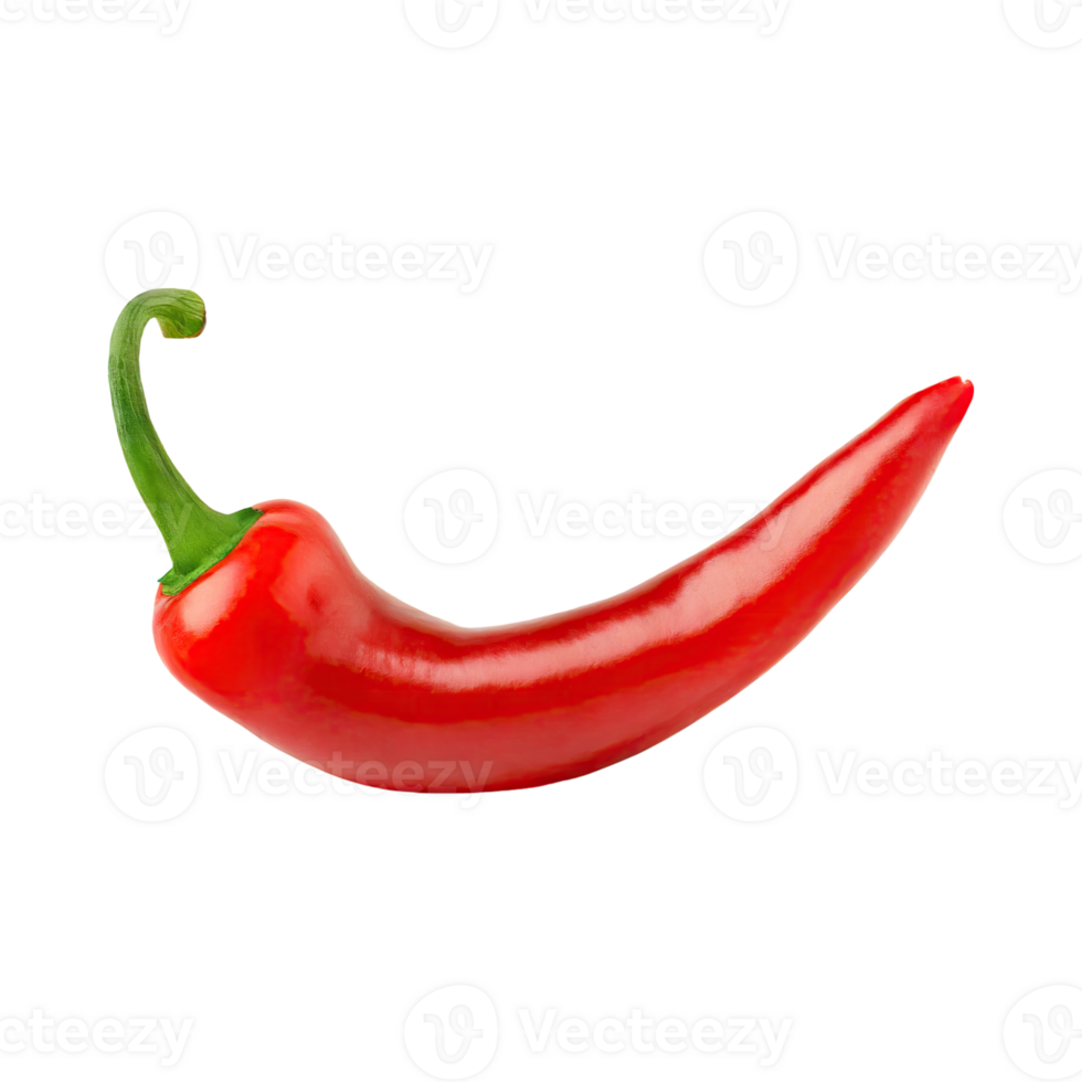 AI generated A Red Chili Pepper With A Green Stem, Without Shadow png