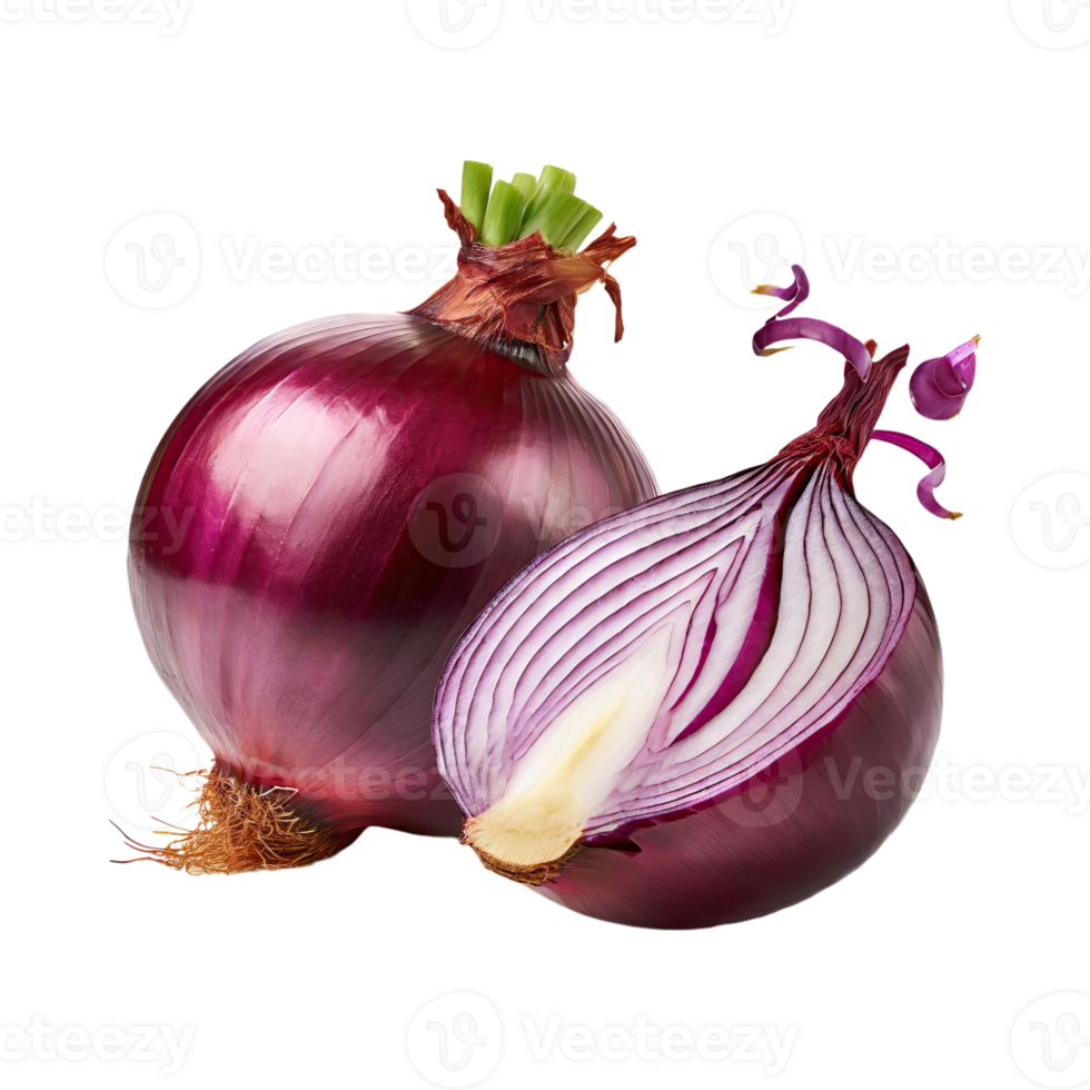 AI generated Red Onion With A Sliced Red Onion With Purple Layers png