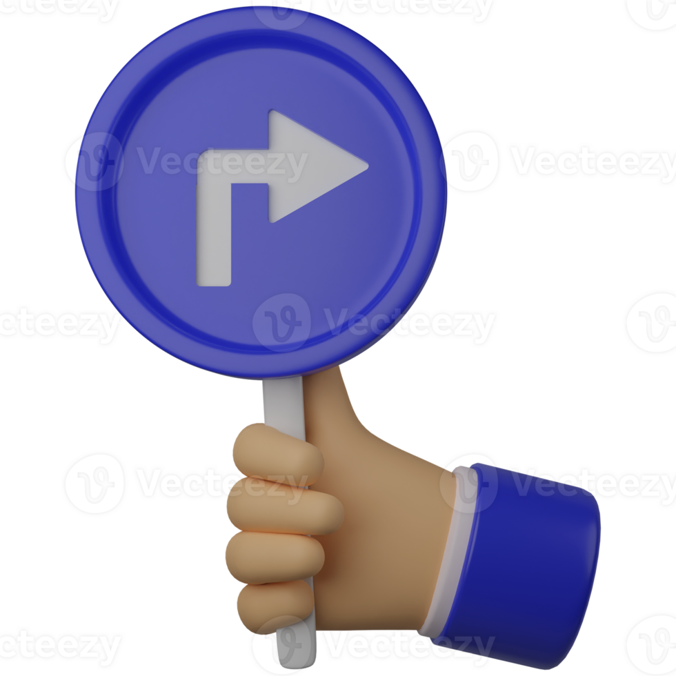 3d illustration cute hand holding arrow traffic sign png