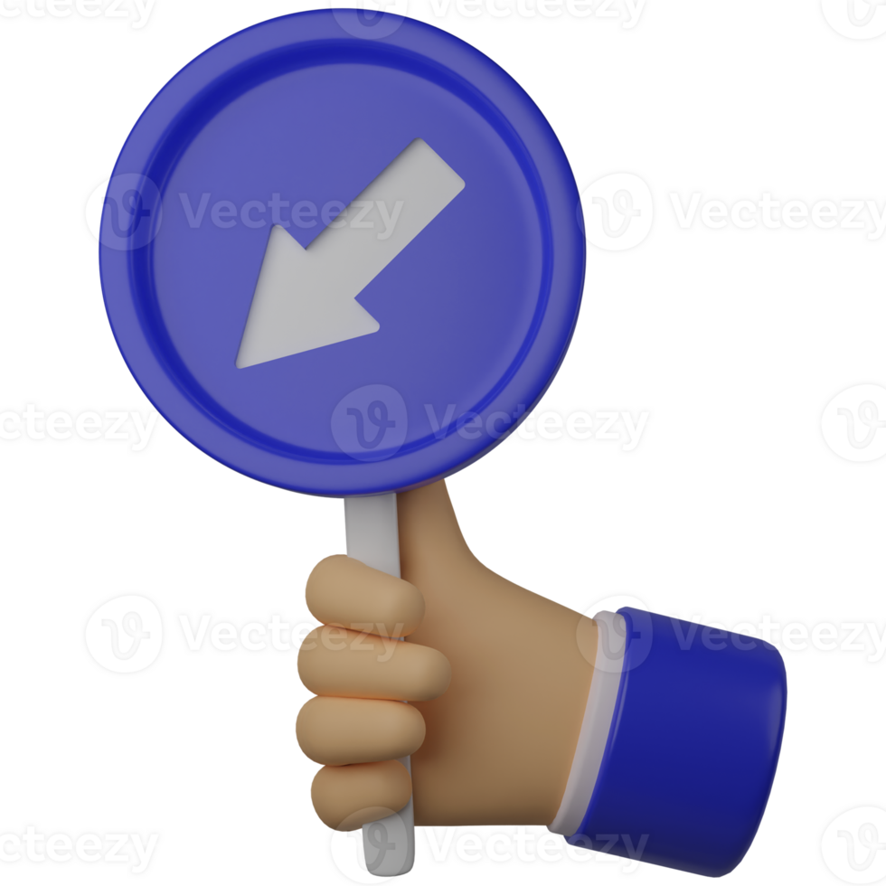 3d illustration cute hand holding arrow traffic sign png