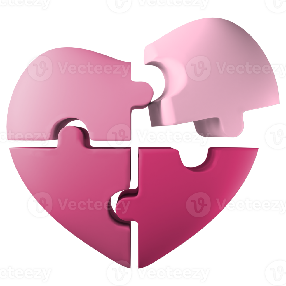 3d illustration puzzle heart icon png
