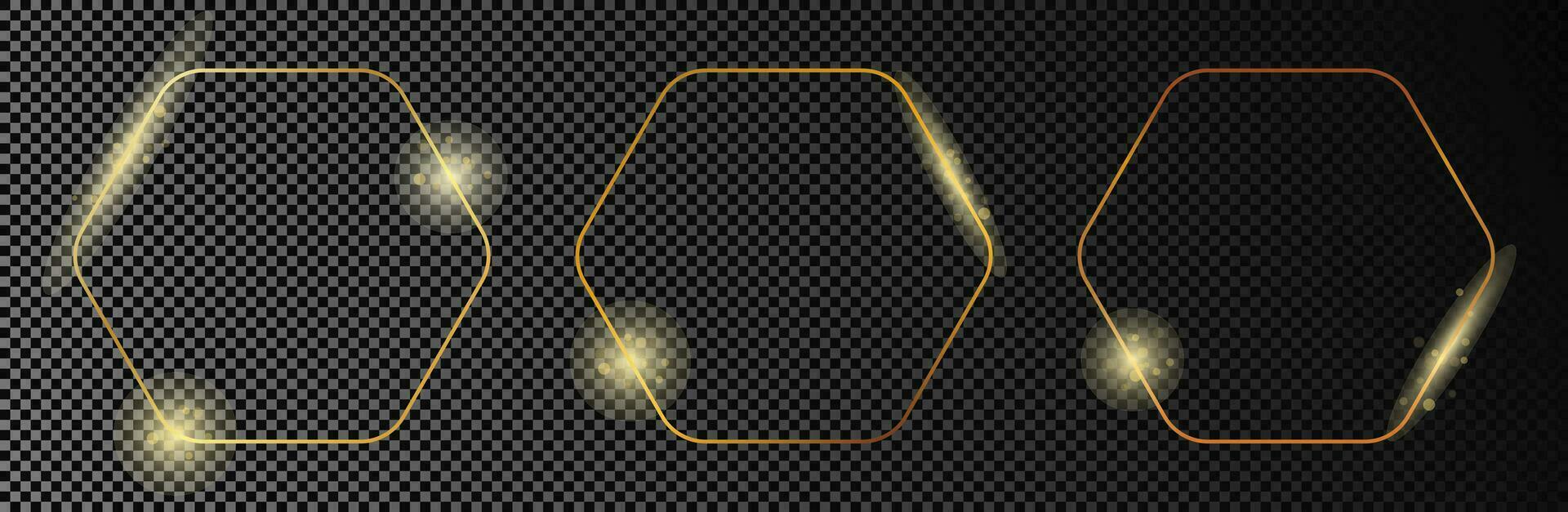Gold glowing rounded hexagon frame 36418753 Vector Art at Vecteezy