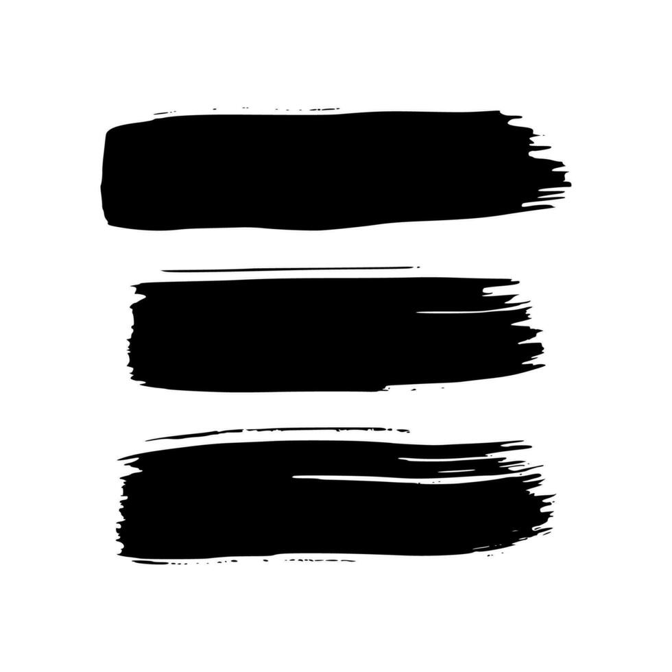 Set of black hand drawn brush strokes vector