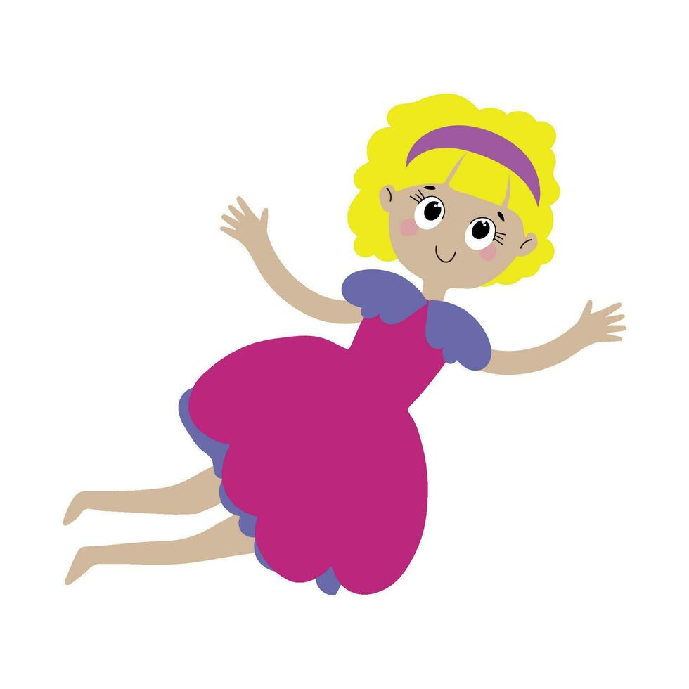 Cute cartoon hand drawn fairy. Magical kingdom. Little princess vector