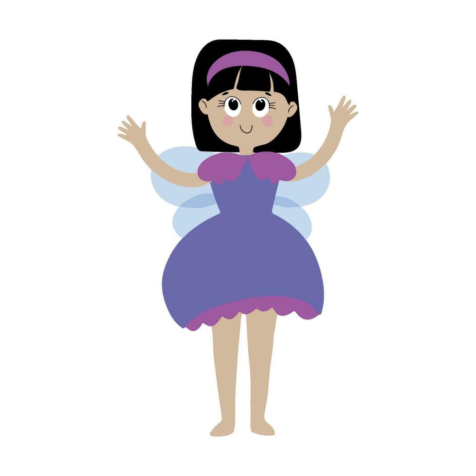 linda dibujos animados mano dibujado hada. mágico Reino. pequeño princesa vector