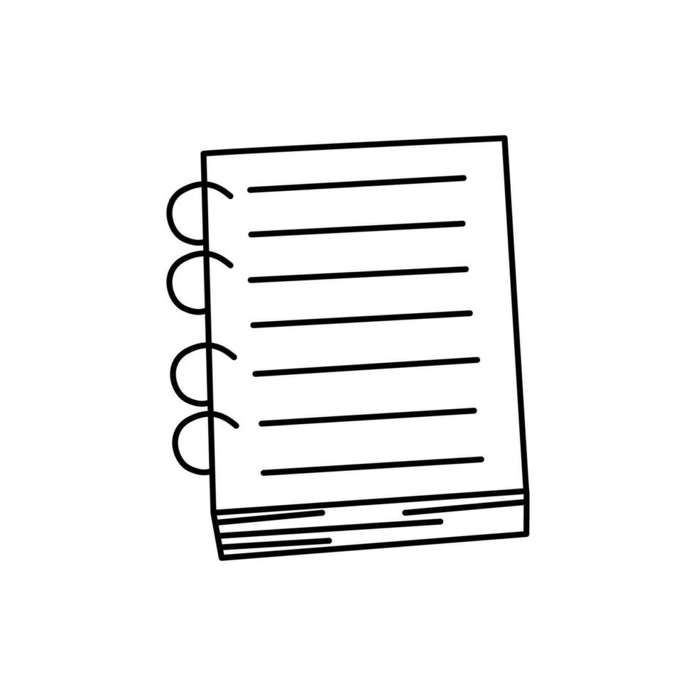 Notebook in doodle style. Vector illustration of notepad isolated on white