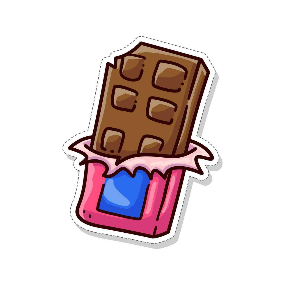gratis vector ilustración de un dulce chocolate bar pegatina
