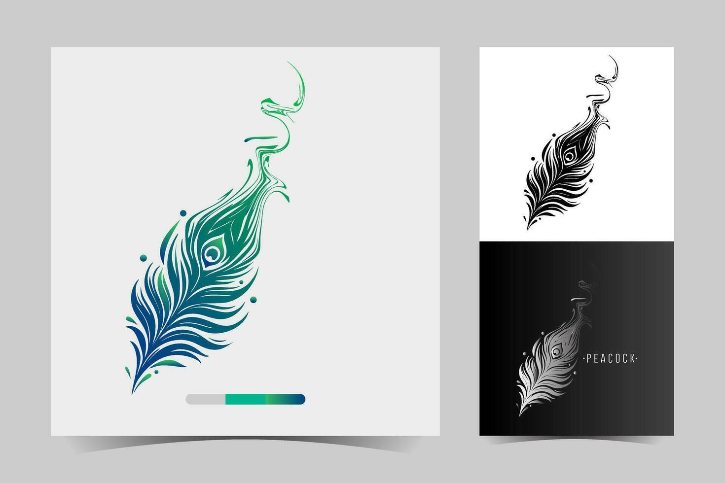 vector set of peacock feather design elements