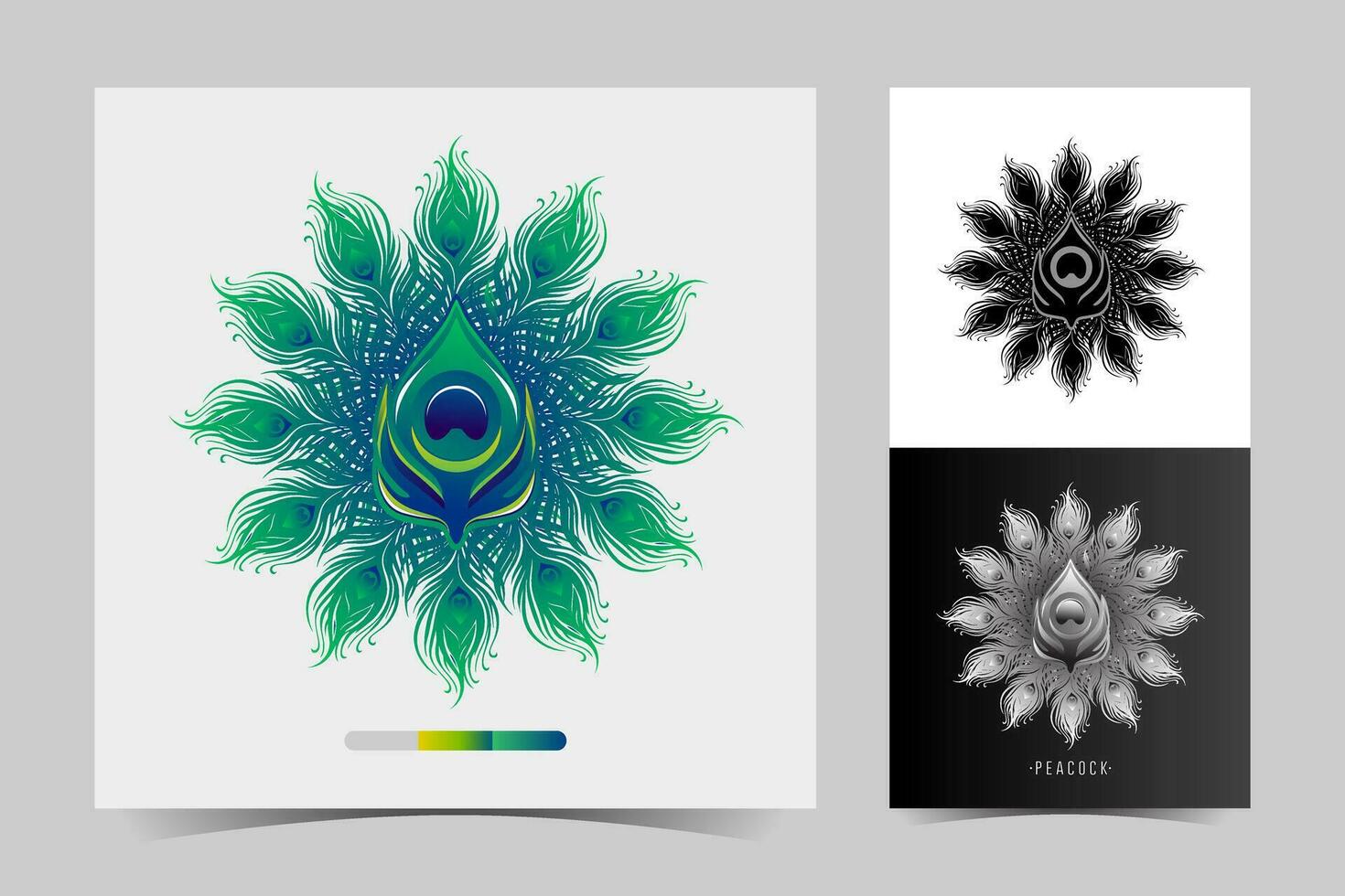 vector set of peacock feather design elements