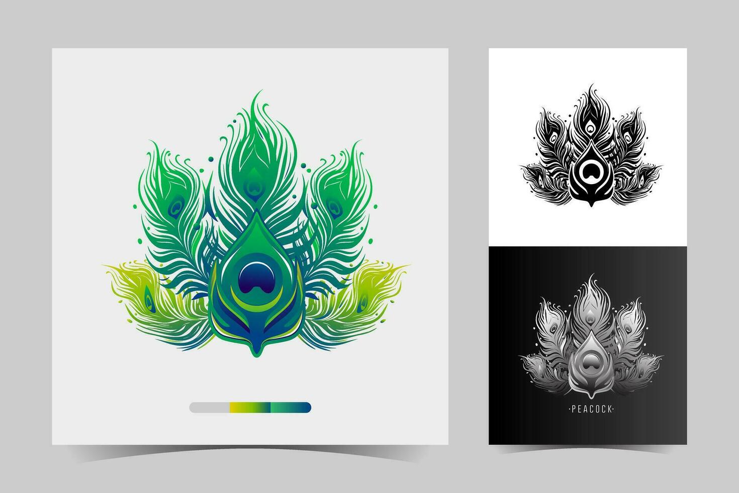 vector set of peacock feather design elements