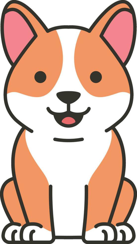 linda corgi perro icono en plano estilo. vector ilustración.