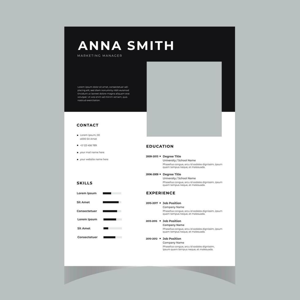 Professional CV resume template design and letterhead cover letter vector