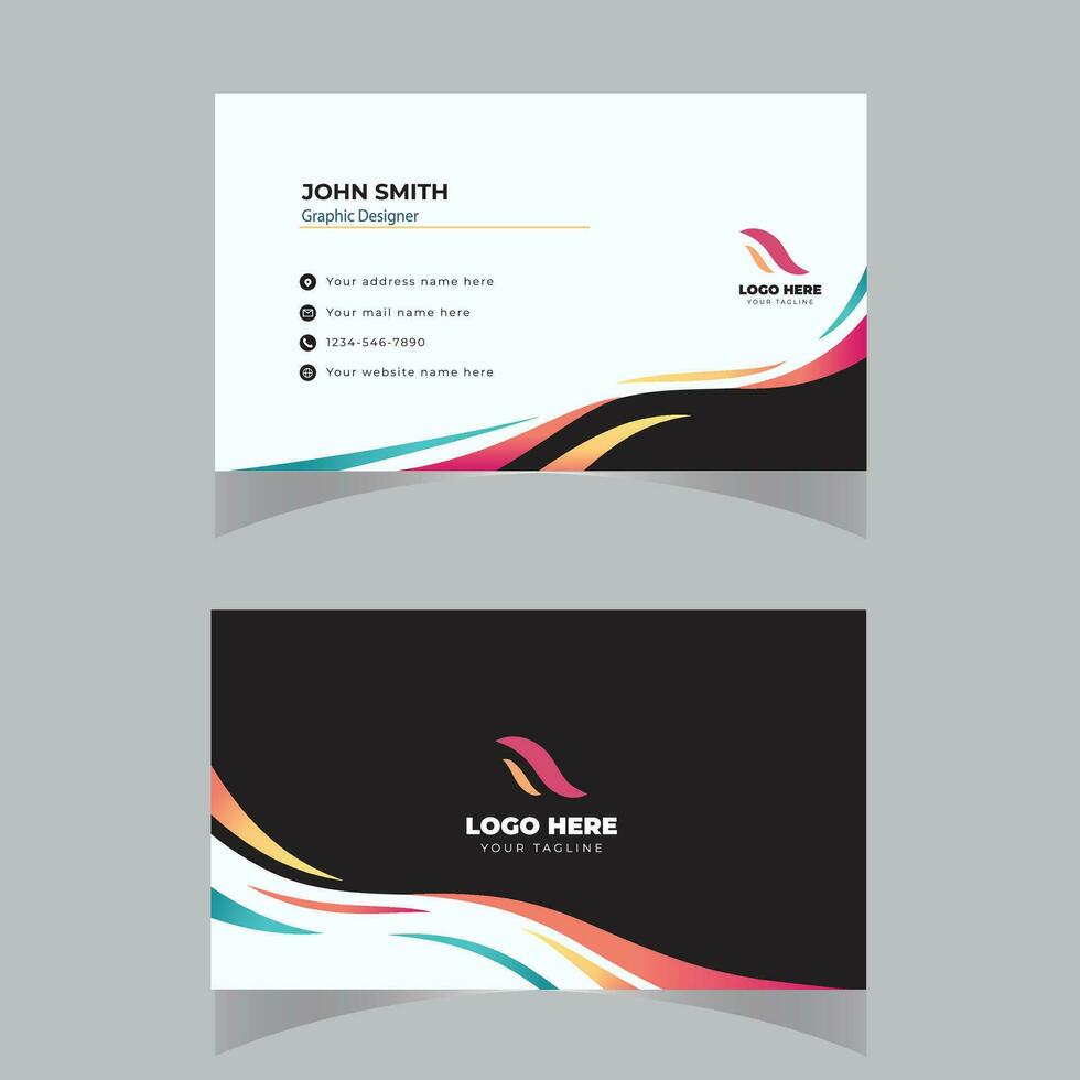 Business Card Template Design Abstract Modern Icon Color for Luxury Presentation of Simple Corporate Identity Concept Minimal Elegant Brand Set of Creative Contact Information in Vector Illustration
