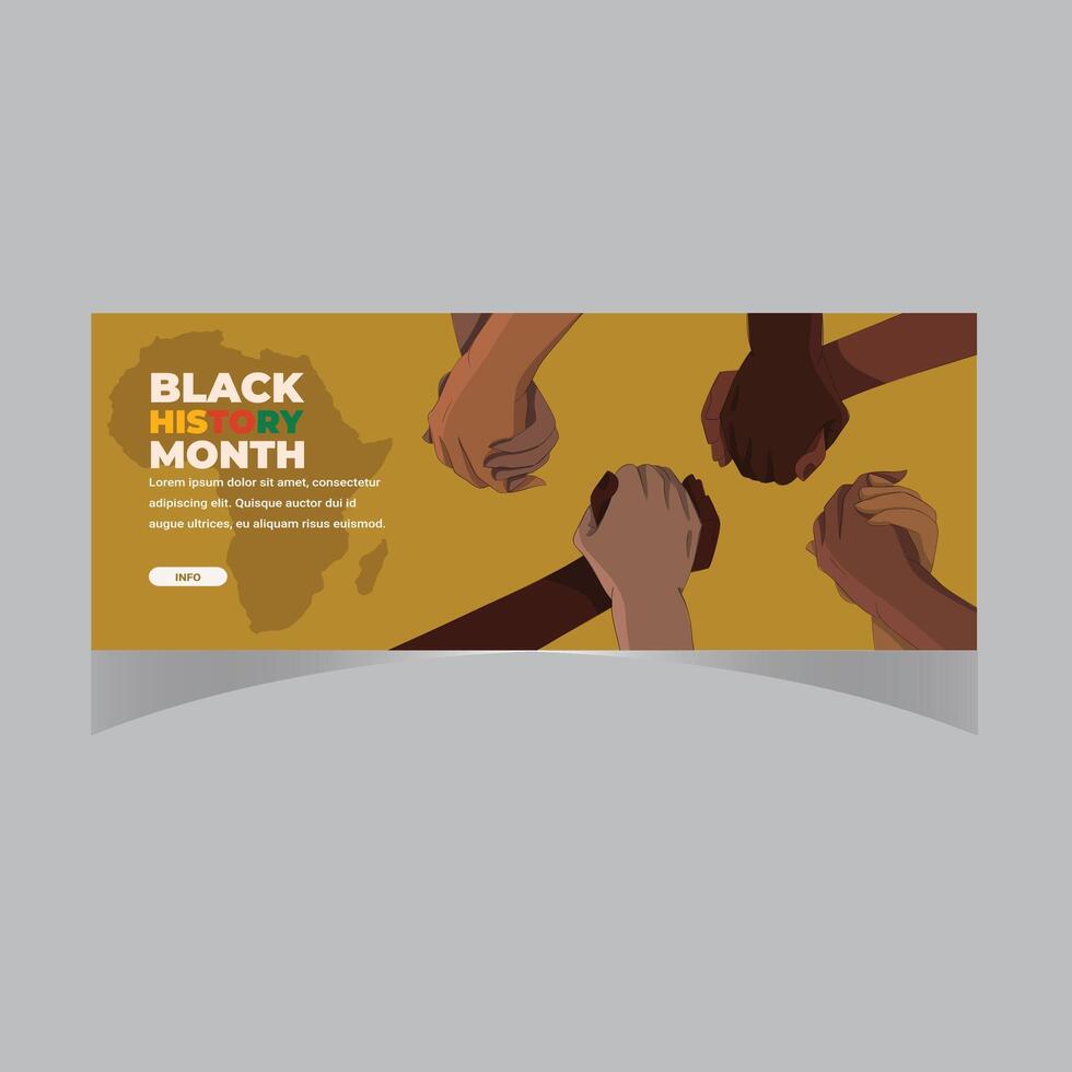 celebrando negro historia mes antecedentes. febrero conciencia celebracion póster. horizontal sitio web encabezamiento bandera vector ilustración. neo geométrico modelo concepto. social medios de comunicación correo, gráfico Arte