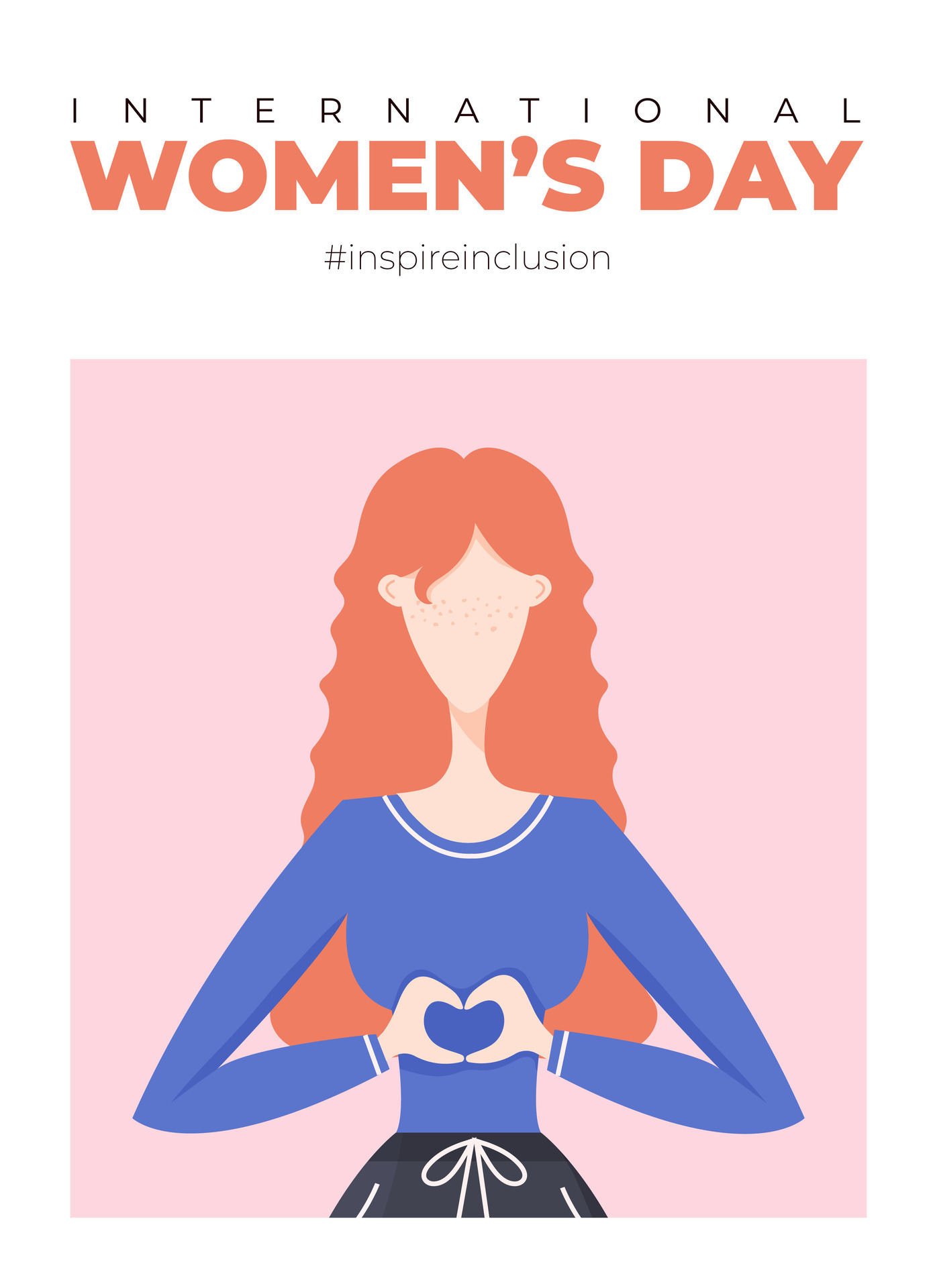 International Womens Day poster. Inspire inclusion 2024 campaign. Hand