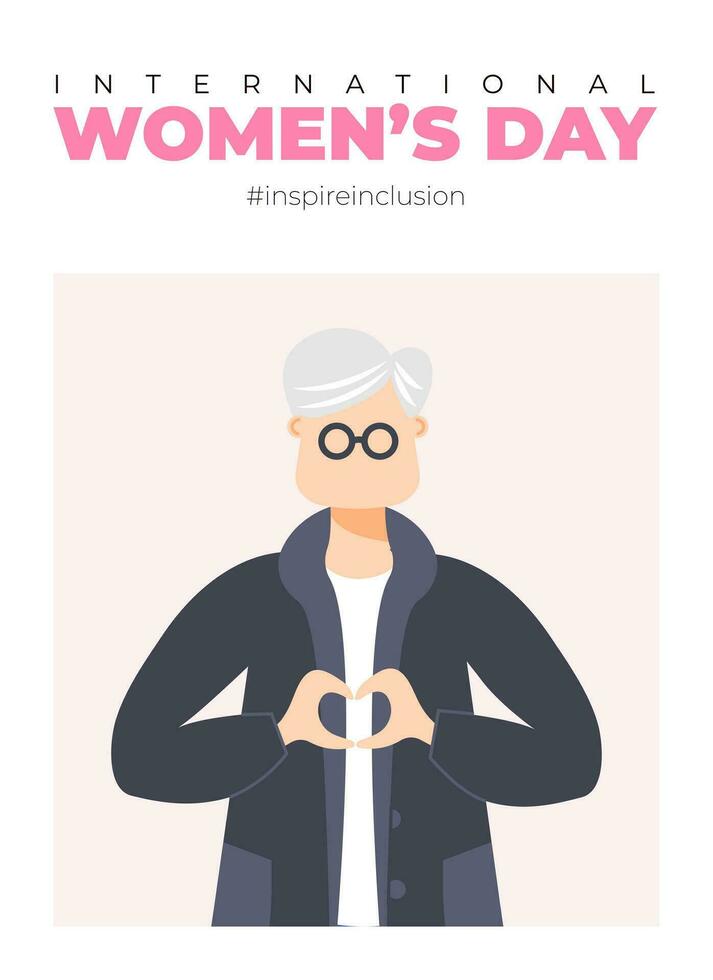 internacional De las mujeres día póster. inspirar inclusión 2024 campaña. mano dibujado vector ilustración de mujer en sin rostro plano estilo.