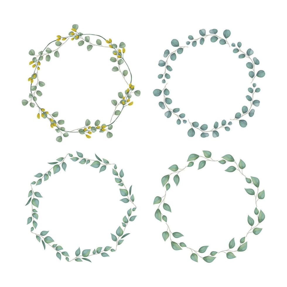 vector hand drawn leaves wreath background design
