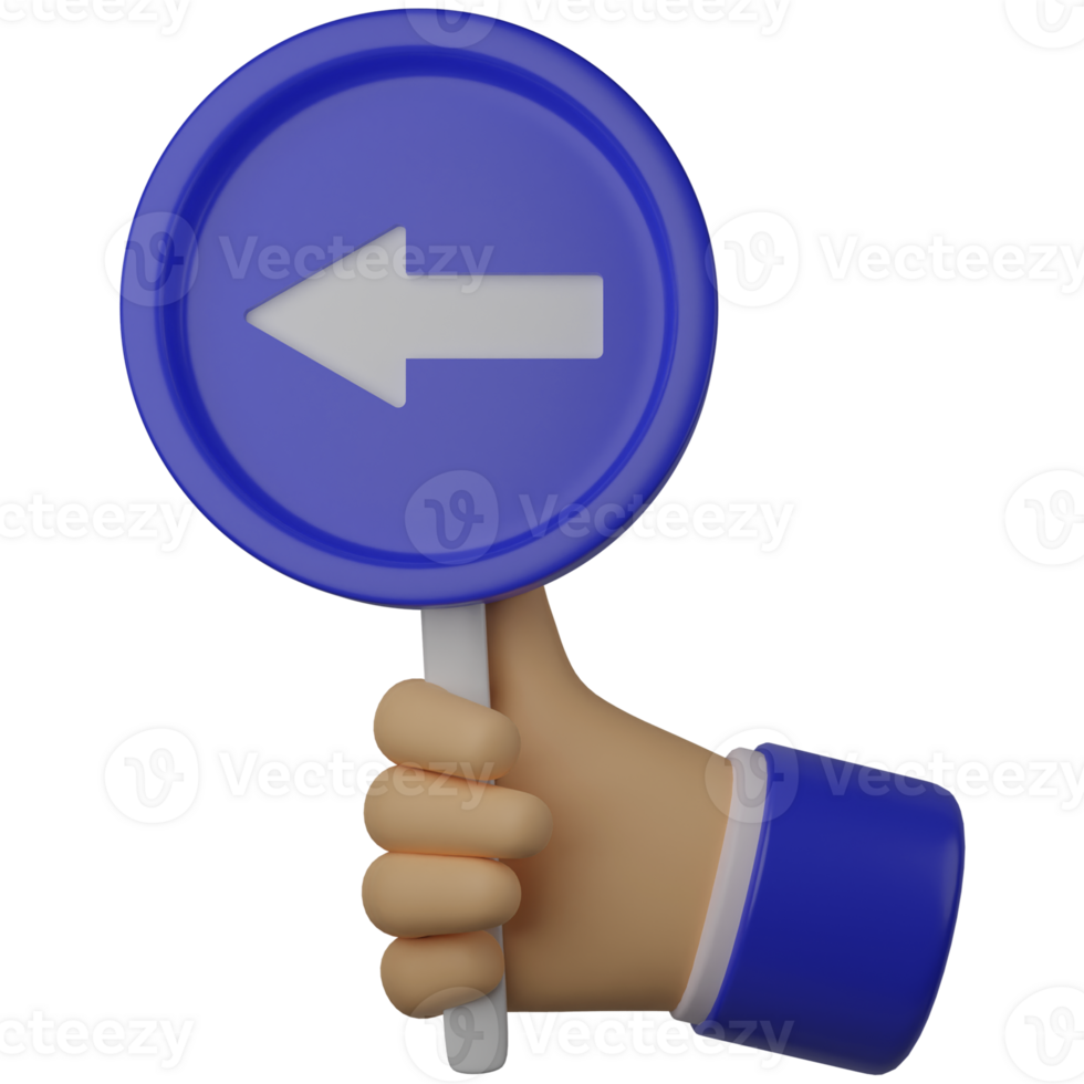 3d illustration cute hand holding arrow traffic sign png