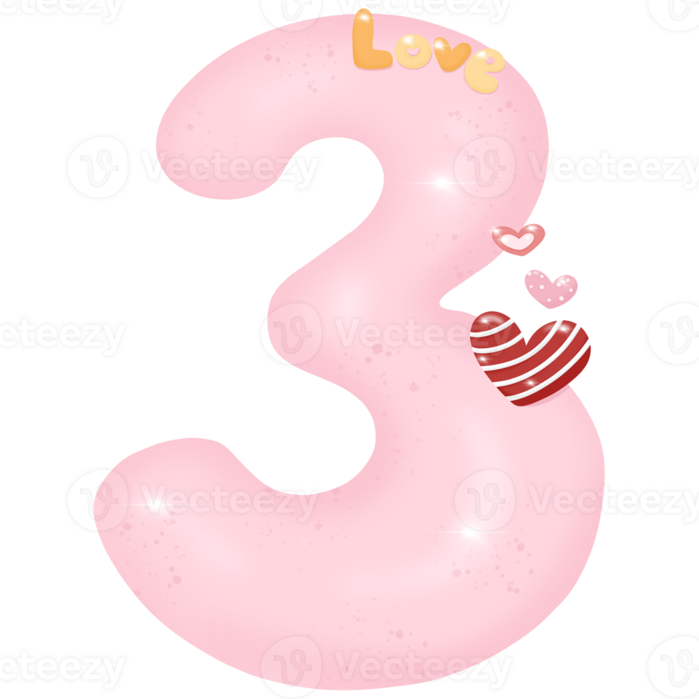 Number arabic elements valentine day concept png