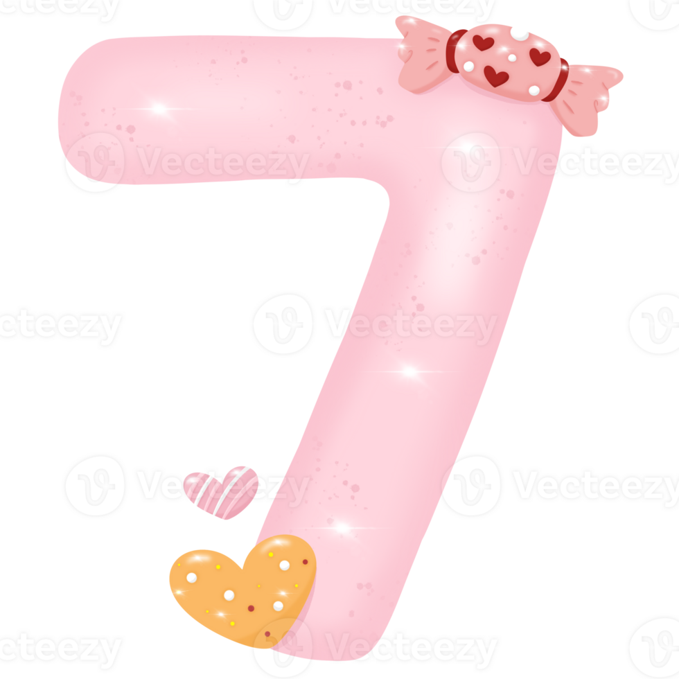 Number arabic elements valentine day concept png