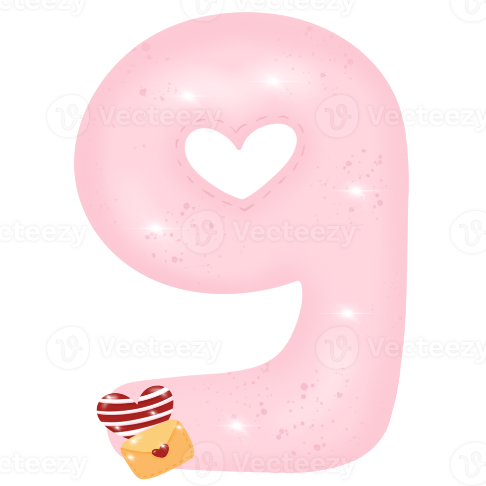 Number arabic elements valentine day concept png