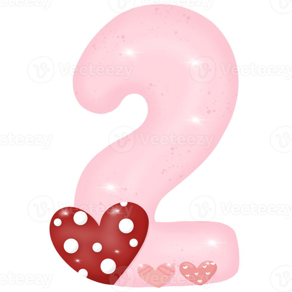 Number arabic elements valentine day concept png