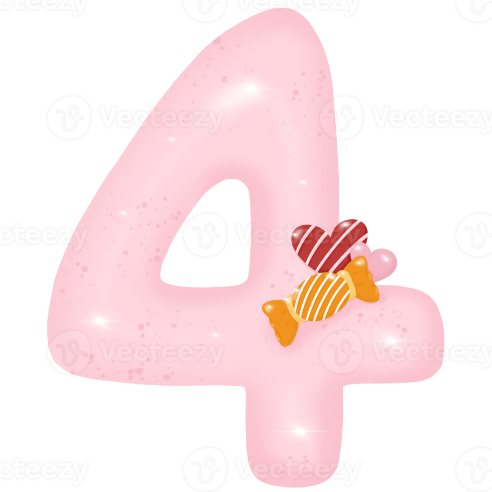 Number arabic elements valentine day concept png