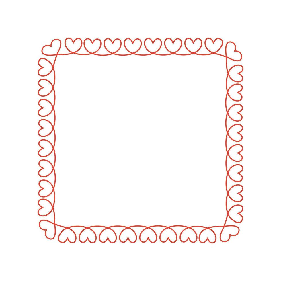 Vector hand drawn hearts border and frame