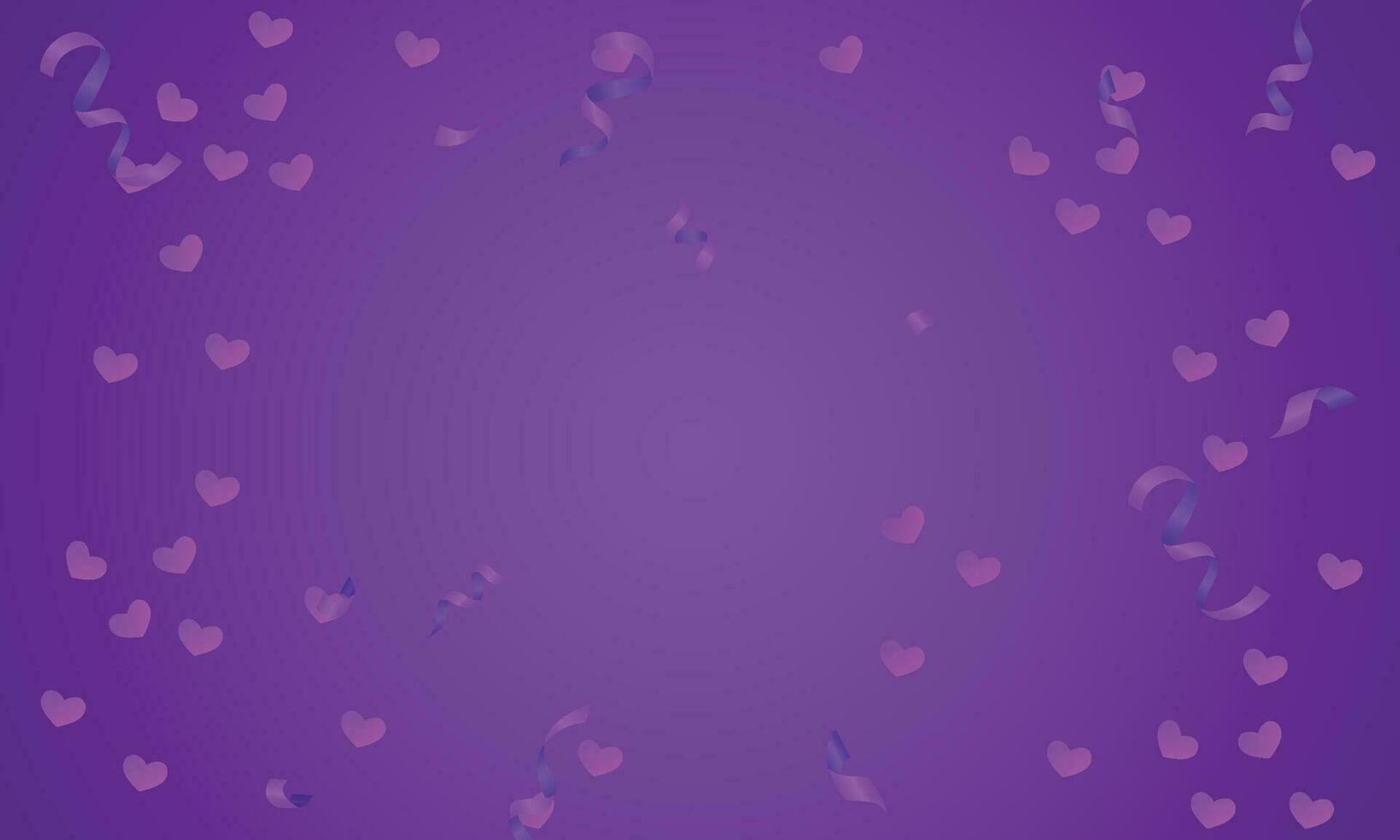 Vector valentines day background with hearts purple ribbons design