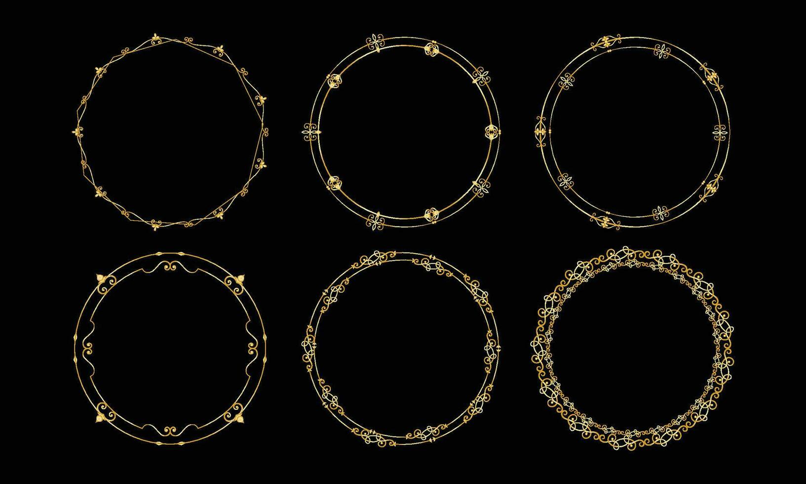 Vector collection of elegant golden decorative borders