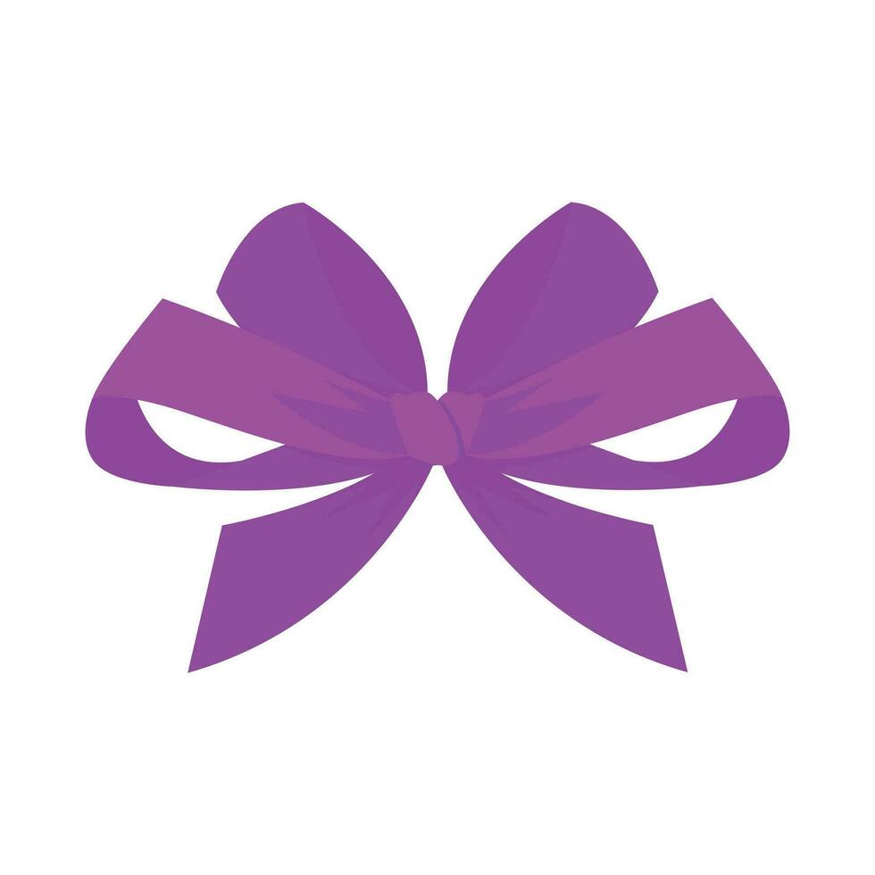 Vector purple ribbon in the bow isolated on white for present boxes