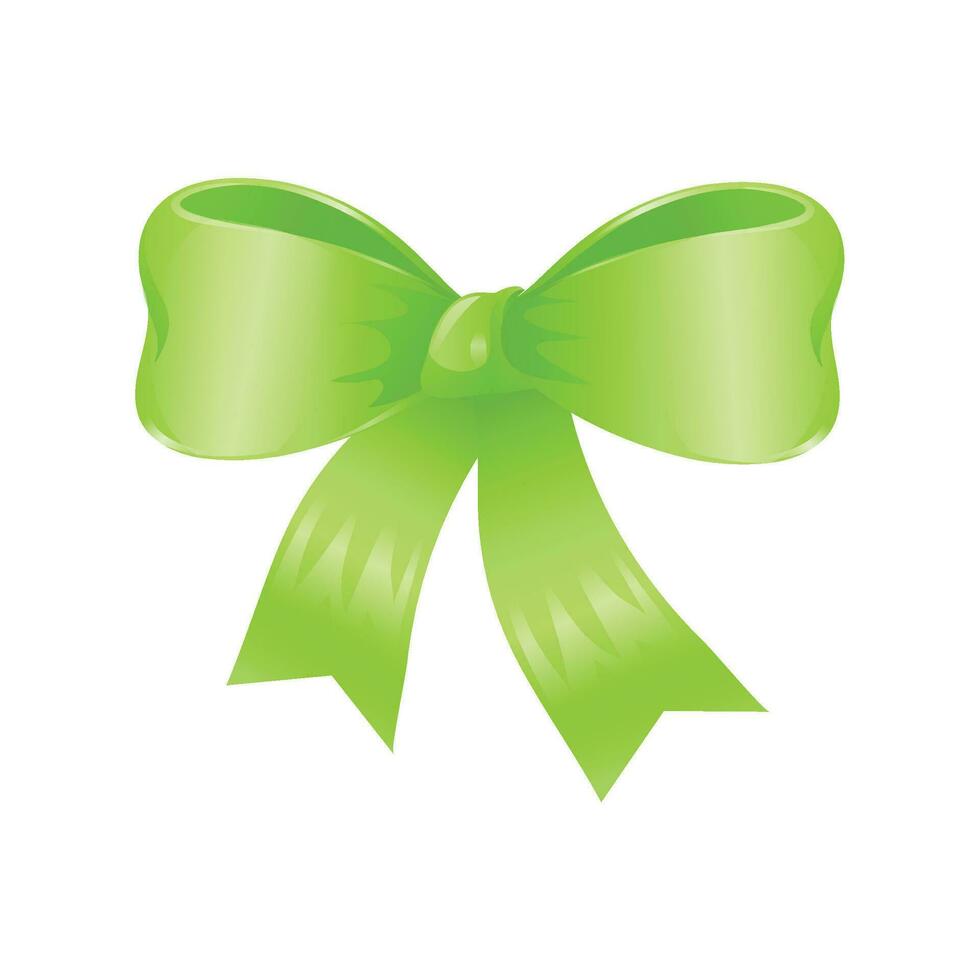 Vector decorative green bow illustration on white background