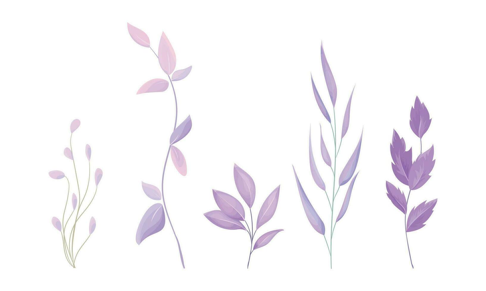 Vector hand drawn watercolor leaves isolated set on white