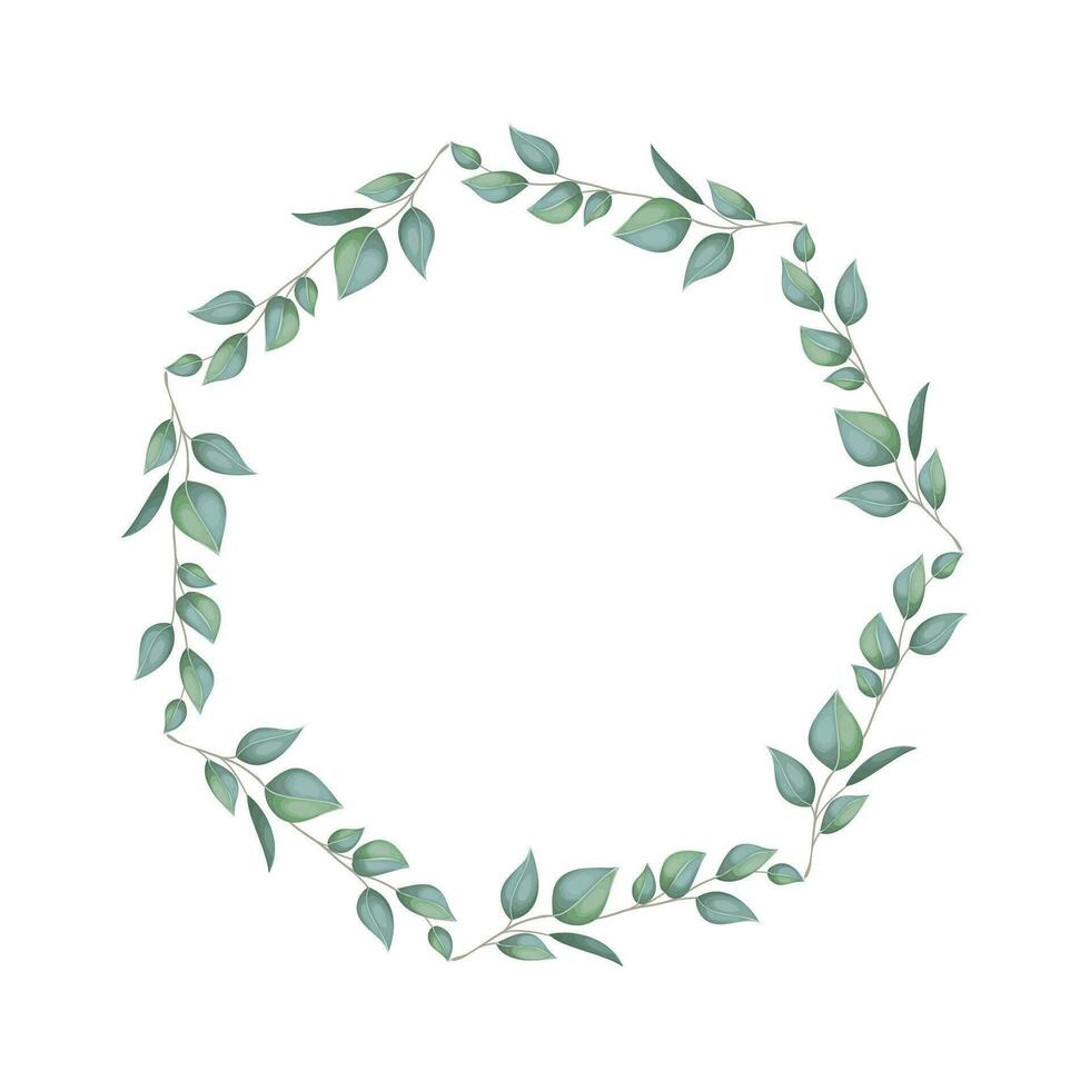 Vector round botanical frame isolated on a white background
