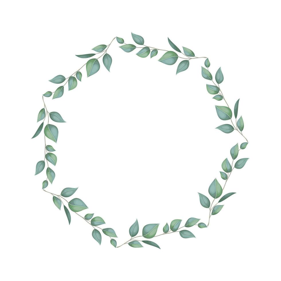 Vector round botanical frame isolated on a white background