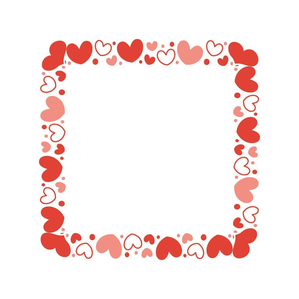 Vector hand drawn hearts border and frame