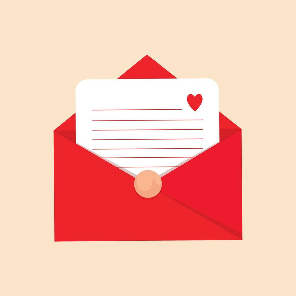 Vector open envelope with a letter with heart. the concept of sending messages