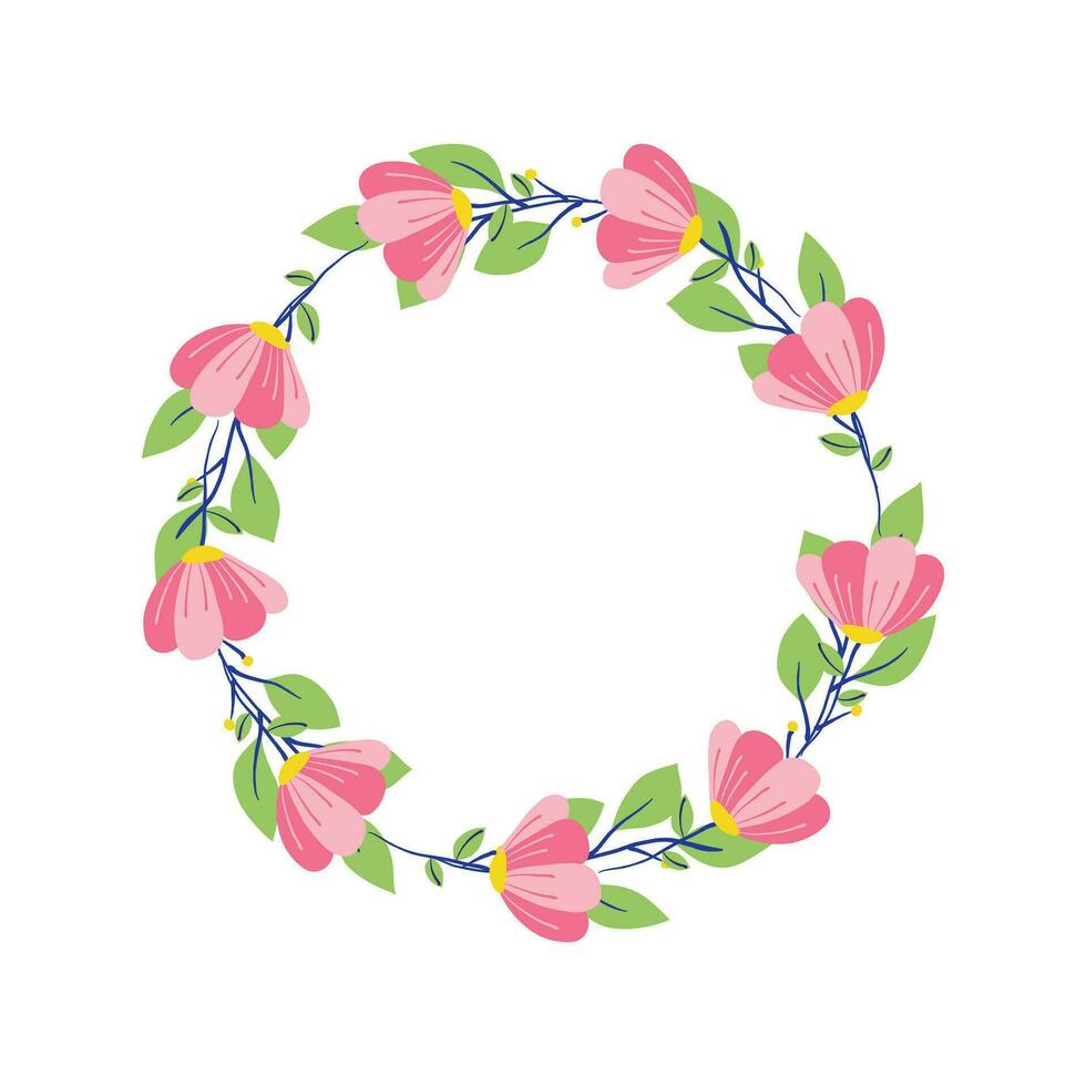 Vector flat floral wreaths on white background