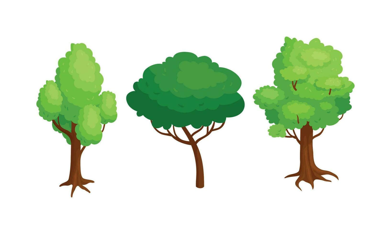 Vector set of different tree design on white