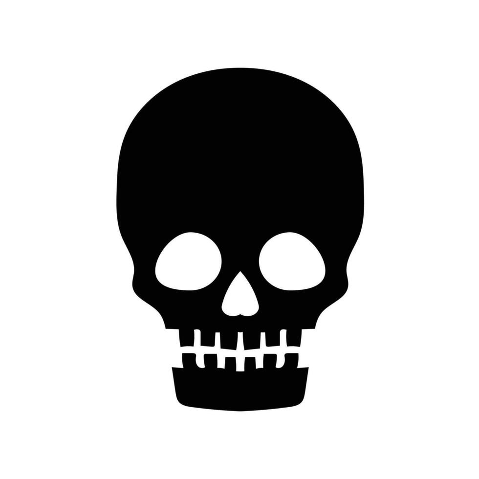 Vector hand drawn halloween skull silhouette