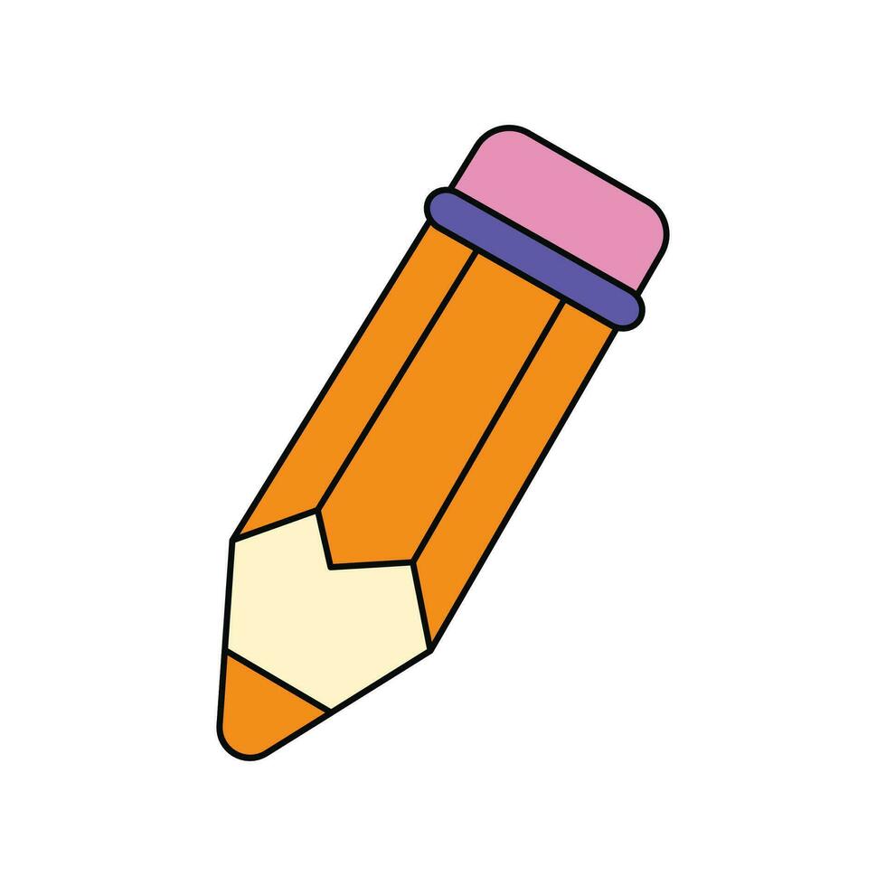 Vector pencil with eraser vector cartoon illustration isolated on a white background