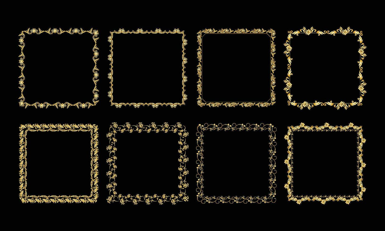 Vector square luxury decorative vintage frames and borders set