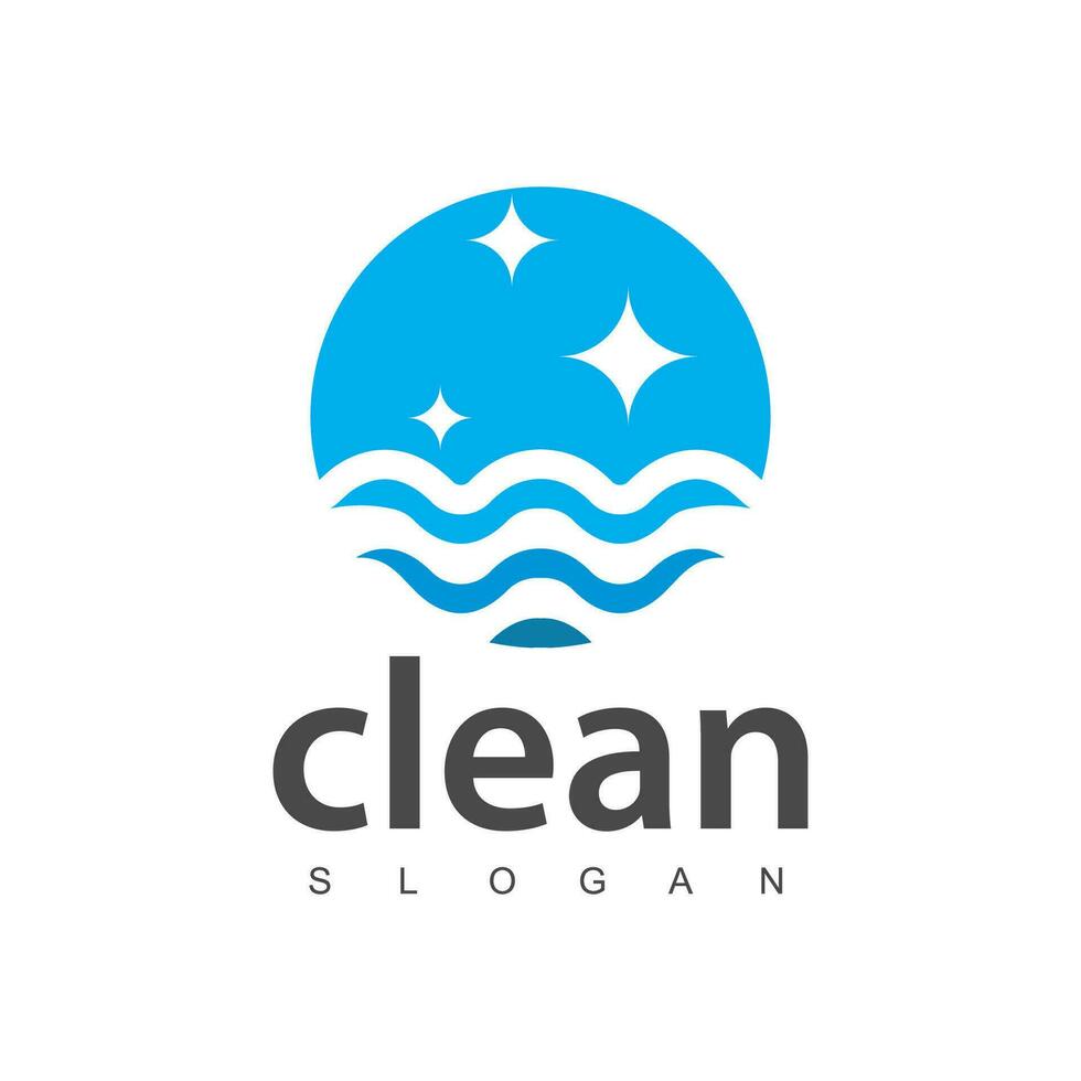 Wash, laundry, cleaning company abstract business logo. Sparkle star, Housekeeping, shine, cleaner icon. vector