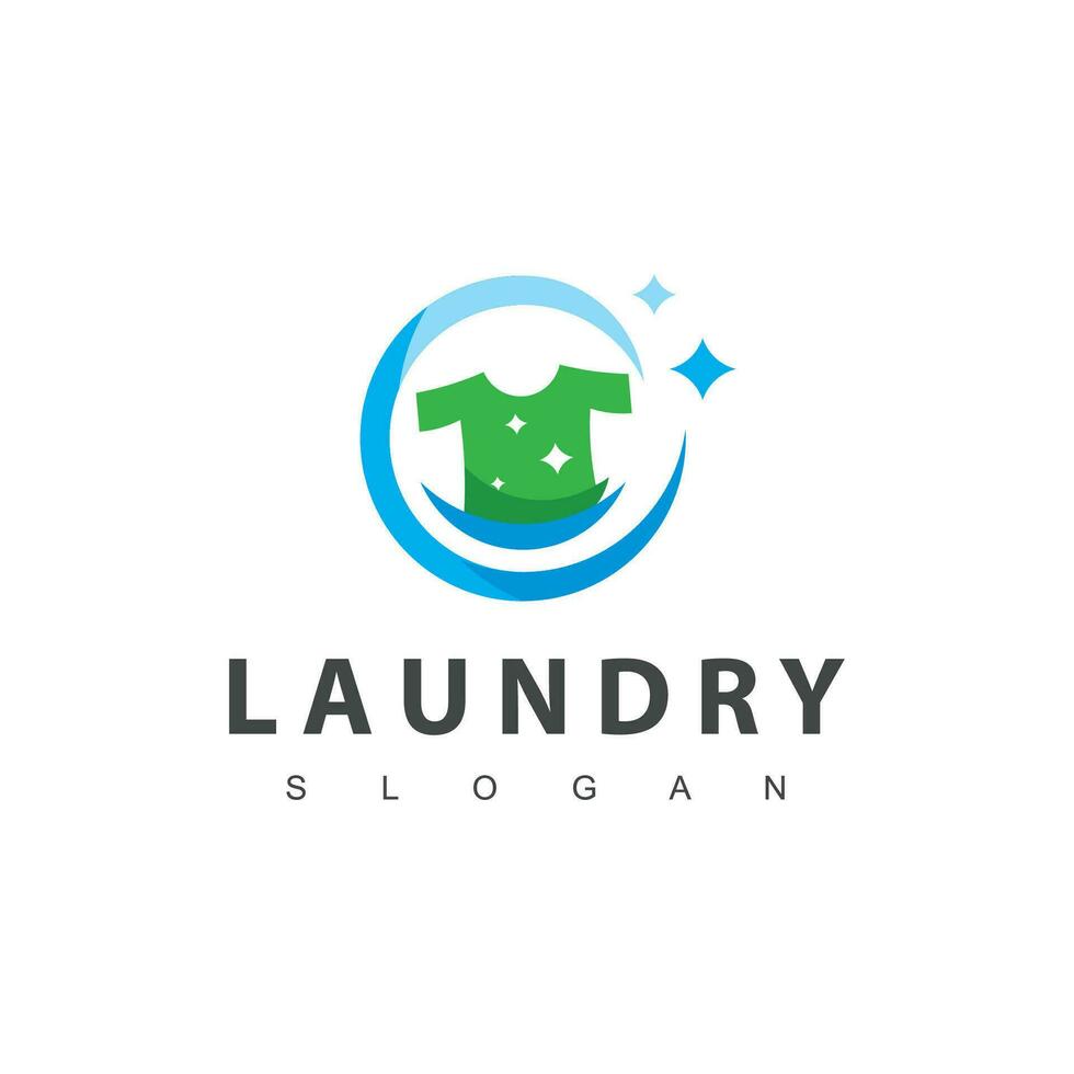 Laundry logo template. Simple laundry illustration logo with t-shirt and hanger symbol. vector