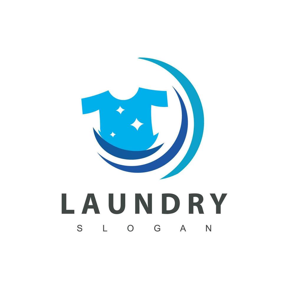Laundry logo template. Simple laundry illustration logo with t-shirt and hanger symbol. vector